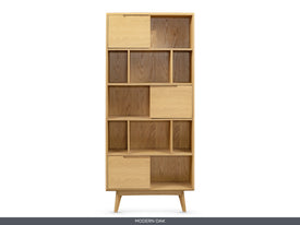 Carrington Modern Oak Large Double Bookcase