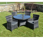 5 Piece Dark Rattan Dining Set