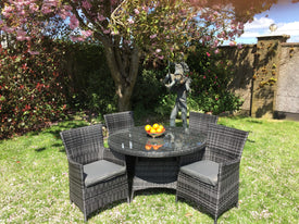 5 Piece Dark Rattan Dining Set