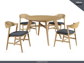 Carrington Modern Oak 120cm Round Dining Set