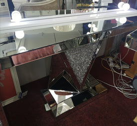 Mirrored Triangle Shaped Console Table