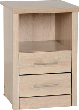 Lisbon 2 Drawer 1 Shelf Bedside Cabinet in Light Oak