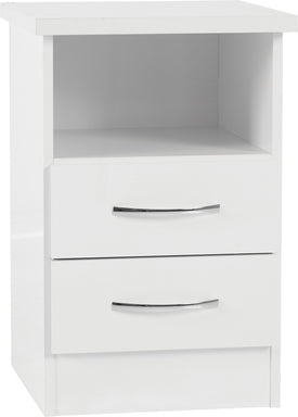 Nevada 2 Drawer Bedside Table in White