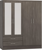 Nevada 4 Door 2 Drawer Mirrored Wardrobe