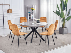 Fredrik Grey Marble Round Dining Table